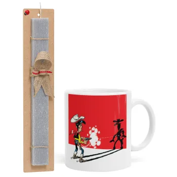 Lucky Luke shadows, Easter Set, Ceramic Cup (330ml) & Easter aromatic flat candle (30cm) (GRAY)