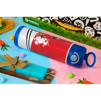 Lucky Luke shadows, Easter candle, Childrens hot water bottle, stainless steel, with safety straw, BLUE (500ml)