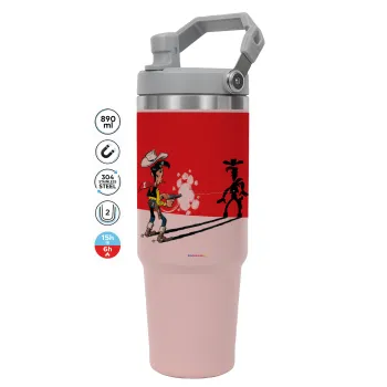Λούκυ Λουκ σκιές, ΡΟΖ χρώματος Θερμός Ανοξείδωτο 890ml (30oz) με χερούλι