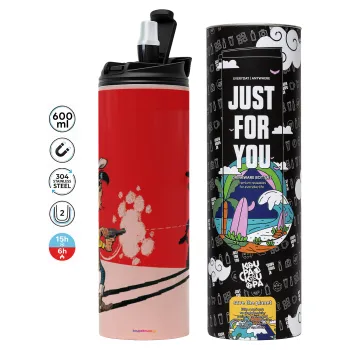 Λούκυ Λουκ σκιές, Tumbler ποτήρι θερμό ΡΟΖ από ανοξείδωτο ατσάλι 600ml