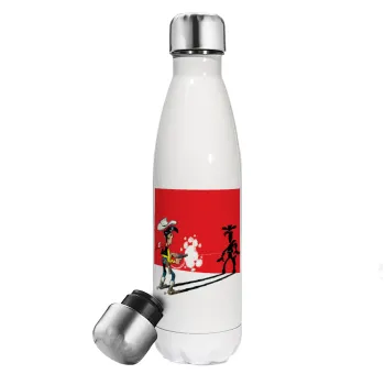 Lucky Luke shadows, Metal mug thermos White (Stainless steel), double wall, 500ml