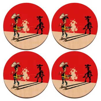 Λούκυ Λουκ σκιές, ΣΕΤ x4 Σουβέρ ξύλινα στρογγυλά plywood (9cm)