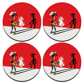 Lucky Luke shadows, SET of 4 round wooden coasters (9cm)