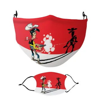 Lucky Luke shadows, Μάσκα υφασμάτινη Ενηλίκων πολλαπλών στρώσεων με υποδοχή φίλτρου
