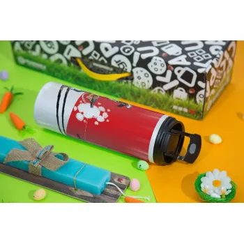 Λούκυ Λουκ σκιές, Πασχαλινή Λαμπάδα με Travel Tumbler θερμό με διπλό καπάκι (600ml, BPA free) & κερί αρωματικό πλακέ (30cm) (ΤΙΡΚΟΥΑΖ)