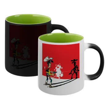 Λούκυ Λουκ σκιές, Κούπα Μαγική εσωτερικό πράσινο, κεραμική 330ml που αλλάζει χρώμα με το ζεστό ρόφημα