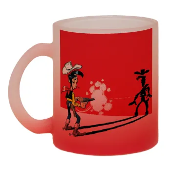 Λούκυ Λουκ σκιές, Κούπα γυάλινη δίχρωμη με βάση το κόκκινο ματ, 330ml