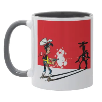 Λούκυ Λουκ σκιές, Κούπα χρωματιστή γκρι, κεραμική, 330ml