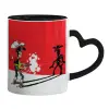 Mug heart black handle, ceramic, 330ml