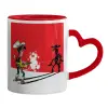 Mug heart red handle, ceramic, 330ml