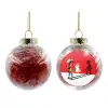 Transparent Christmas tree ball ornament with red filling 8cm
