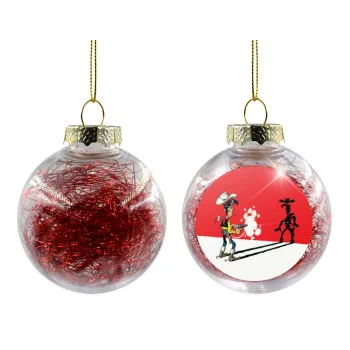 Lucky Luke shadows, Transparent Christmas tree ball ornament with red filling 8cm