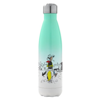 Lucky Luke comic, Metal mug thermos Green/White (Stainless steel), double wall, 500ml