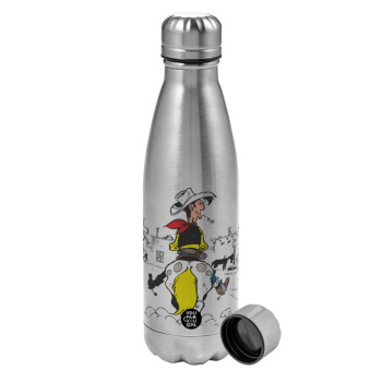 Lucky Luke comic, Metallic water bottle, stainless steel, 750ml