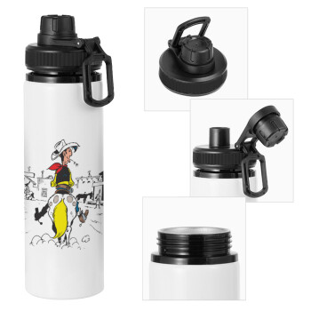 Lucky Luke comic, Metal water bottle with safety cap, aluminum 850ml
