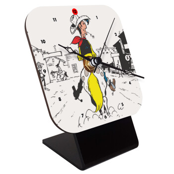 Lucky Luke comic, Quartz Wooden table clock with hands (10cm)