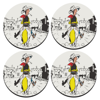 Lucky Luke comic, SET of 4 round wooden coasters (9cm)