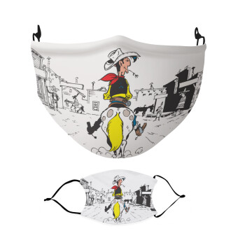 Lucky Luke comic, Μάσκα υφασμάτινη Ενηλίκων πολλαπλών στρώσεων με υποδοχή φίλτρου