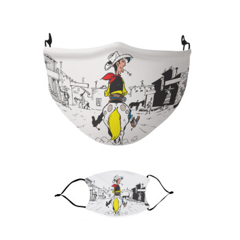 Lucky Luke comic, Μάσκα υφασμάτινη παιδική πολλαπλών στρώσεων με υποδοχή φίλτρου