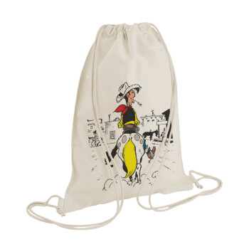 Lucky Luke comic, Τσάντα πλάτης πουγκί GYMBAG natural (28x40cm)