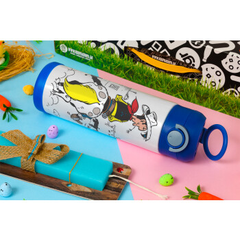 Lucky Luke comic, Easter candle, Childrens hot water bottle, stainless steel, with safety straw, BLUE (500ml)