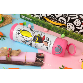 Λούκυ Λουκ comic, Πασχαλινή Λαμπάδα με Παιδικό παγούρι θερμό, ανοξείδωτο, με καλαμάκι ασφαλείας, ΡΟΖ (500ml)