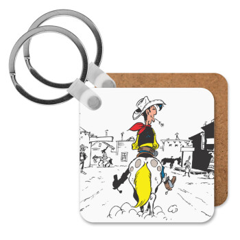 Lucky Luke comic, Μπρελόκ Ξύλινο τετράγωνο MDF