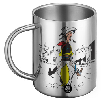 Λούκυ Λουκ comic, Ανοξείδωτη Μεταλλική Κούπα 450ml - Διπλού Τοιχώματος