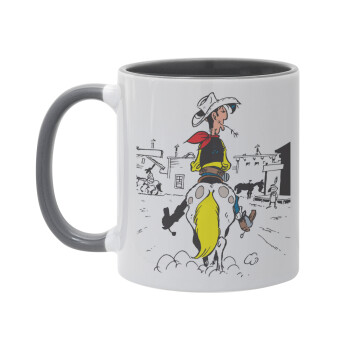 Lucky Luke comic, Mug colored grey, ceramic, 330ml