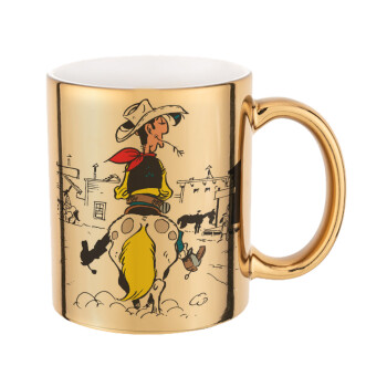 Lucky Luke comic, Mug ceramic, gold mirror, 330ml