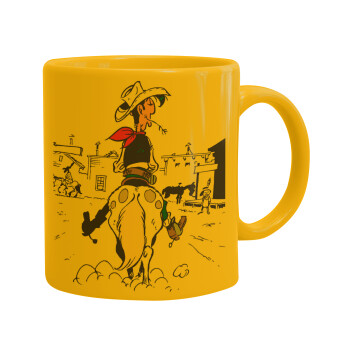 Lucky Luke comic, Ceramic coffee mug yellow, 330ml (1pcs)