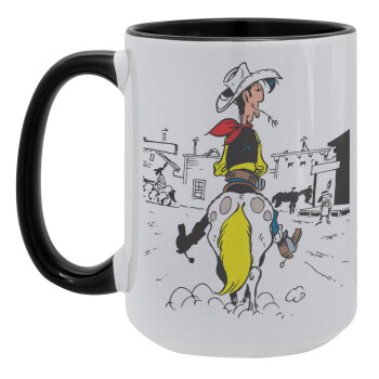 Lucky Luke comic, Κούπα Mega 15oz, κεραμική Μαύρη, 450ml