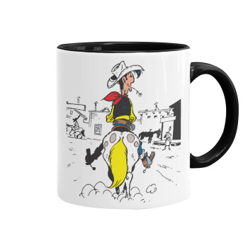 Lucky Luke comic, Mug colored black, ceramic, 330ml