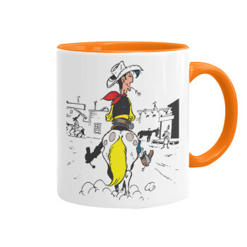 Lucky Luke comic, Mug colored orange, ceramic, 330ml