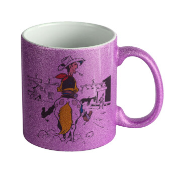 Lucky Luke comic, Κούπα Μωβ Glitter που γυαλίζει, κεραμική, 330ml