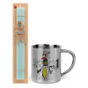 Easter Set, metallic thermal cup (300ml) & aromatic flat Easter candle (30cm) (TURQUOISE)