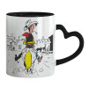 Mug heart black handle, ceramic, 330ml