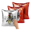 Μαξιλάρι καναπέ Μαγικό Κόκκινο με πούλιες 40x40cm περιέχεται το γέμισμα