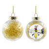 Transparent Christmas tree ball ornament with gold filling 8cm