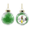 Transparent Christmas tree ball ornament with green filling 8cm