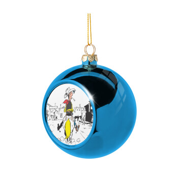 Λούκυ Λουκ comic, Χριστουγεννιάτικη μπάλα δένδρου Μπλε 8cm