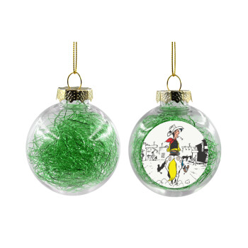 Λούκυ Λουκ comic, Χριστουγεννιάτικη μπάλα δένδρου διάφανη με πράσινο γέμισμα 8cm