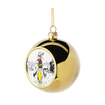 Λούκυ Λουκ comic, Χριστουγεννιάτικη μπάλα δένδρου Χρυσή 8cm