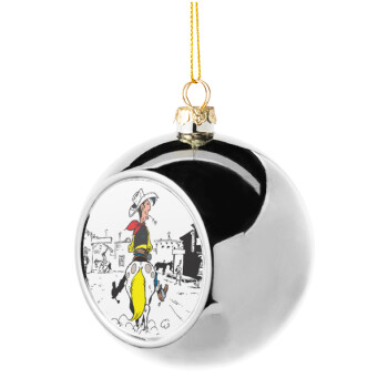 Lucky Luke comic, Silver 8cm Christmas tree ball ornament