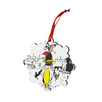 Lucky Luke comic, Christmas ornament snowflake wooden 7.5cm