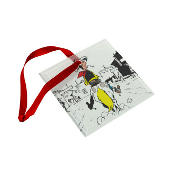 Lucky Luke comic, Christmas ornament, glass square ornament 9x9cm