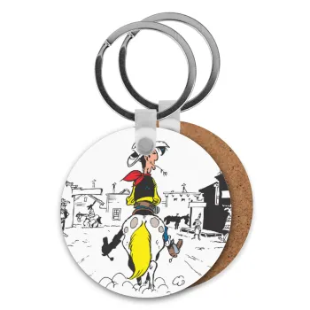 Λούκυ Λουκ comic, Μπρελόκ Ξύλινο στρογγυλό MDF Φ5cm