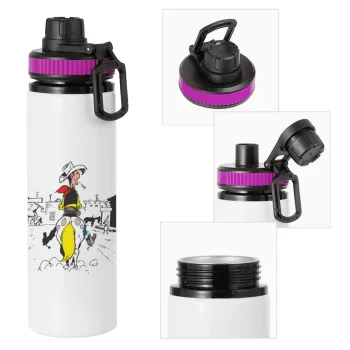 Lucky Luke comic, Metallic water bottle with safety lid, 850ml aluminum