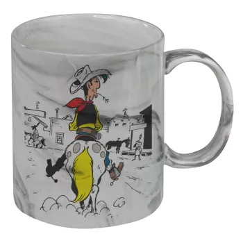 Lucky Luke comic, Mug ceramic marble style, 330ml