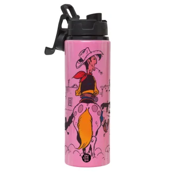 Λούκυ Λουκ comic, Μεταλλικό παγούρι νερού με καπάκι ασφαλείας, αλουμινίου 850ml